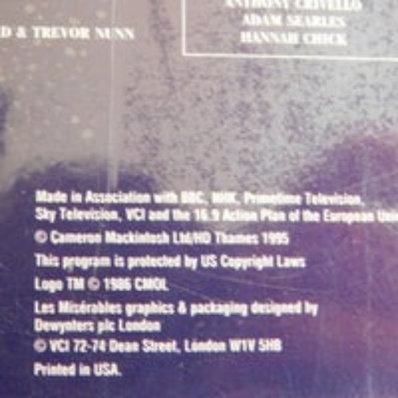 Les Miserables In Concert VHS NEW AND SEALED - Picture 5 of 7